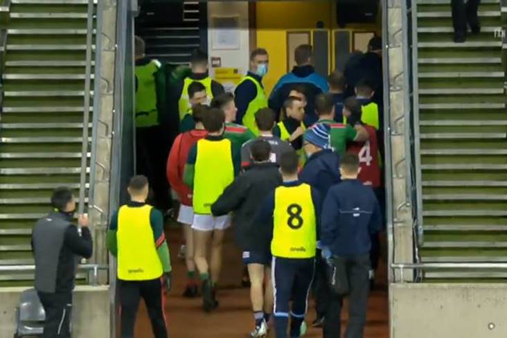 Watch: McMahon involved in half-time bust up with Higgins